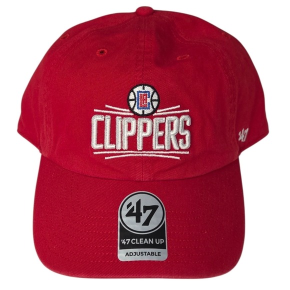 '47 Other - Los Angeles Clippers 47 Brand Hat Men Red Adjustable Strapback NBA Clean Up OSFA
